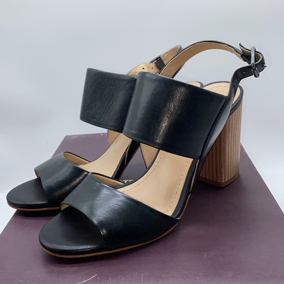 Johnston & Murphy Blaire Sandals Block Heels Black Glove Leather Size 6 1/2 - Picture 2 of 14